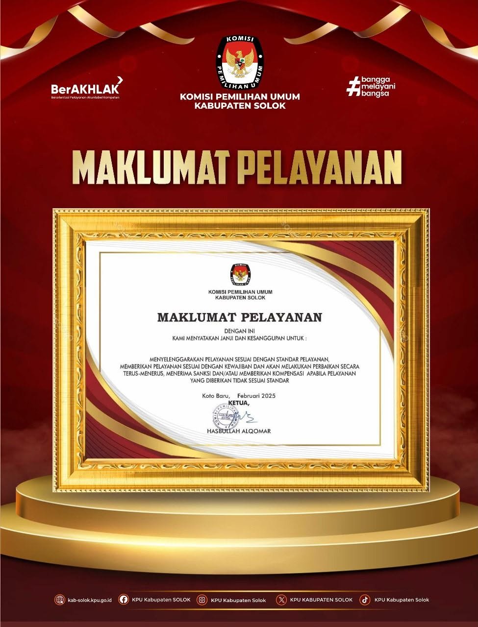 Maklumat Pelayanan KPU Kabupaten Solok